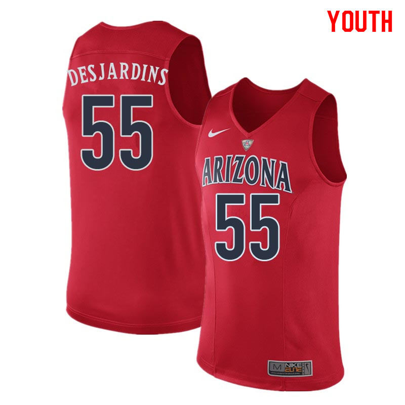 Youth Arizona Wildcats #55 Jake Desjardins College Basketball Jerseys Sale-Red